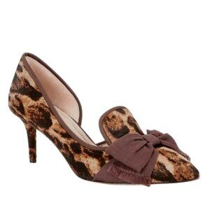 NEW AD & Daughters Cavielle Leopard Print Haircalf Bow Detail d'Orsay Heels 6.5